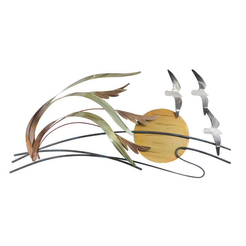 Rosecliff Heights Sea Oats and Sea Gulls Metal Wall Décor & Reviews